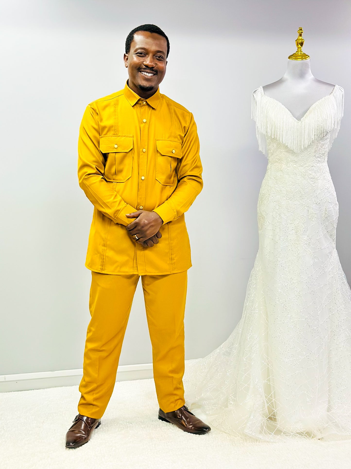 Collar Shirt and Pants Man’s Set