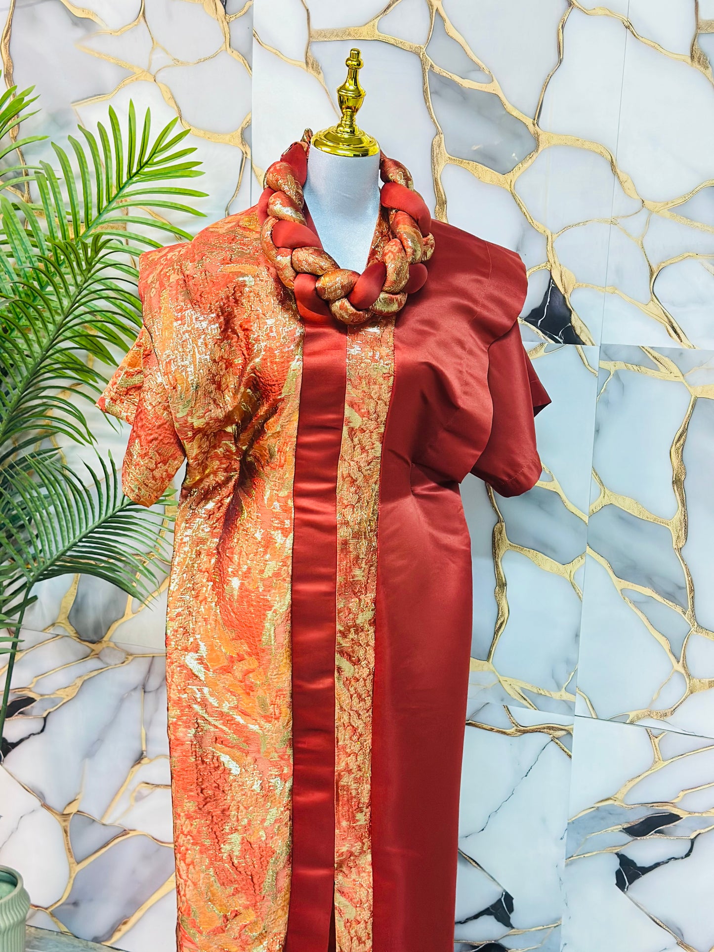 Rust kaftan + headband
