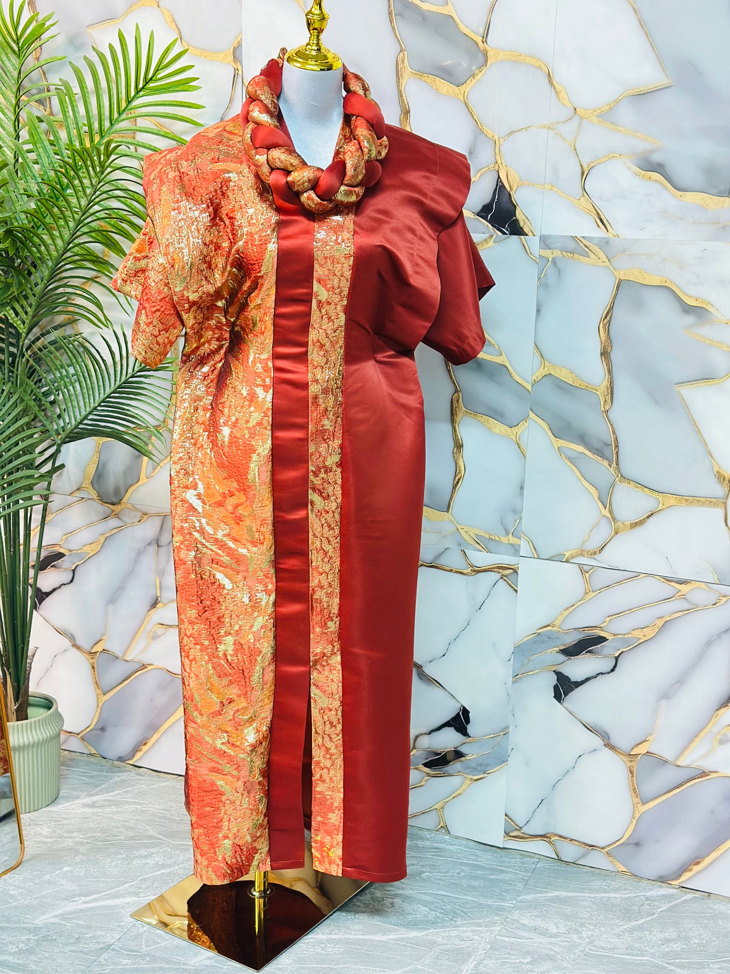 Rust kaftan + headband